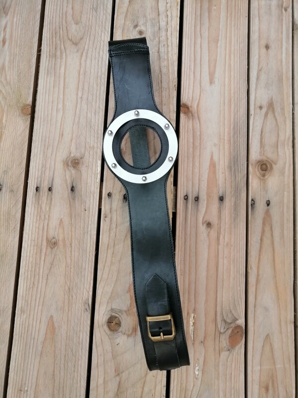 Harley Davidson Sportster Black Genuine Cow Leather Strap for Fuel Tank &quot;Cafe Racer&quot; Vintage Style