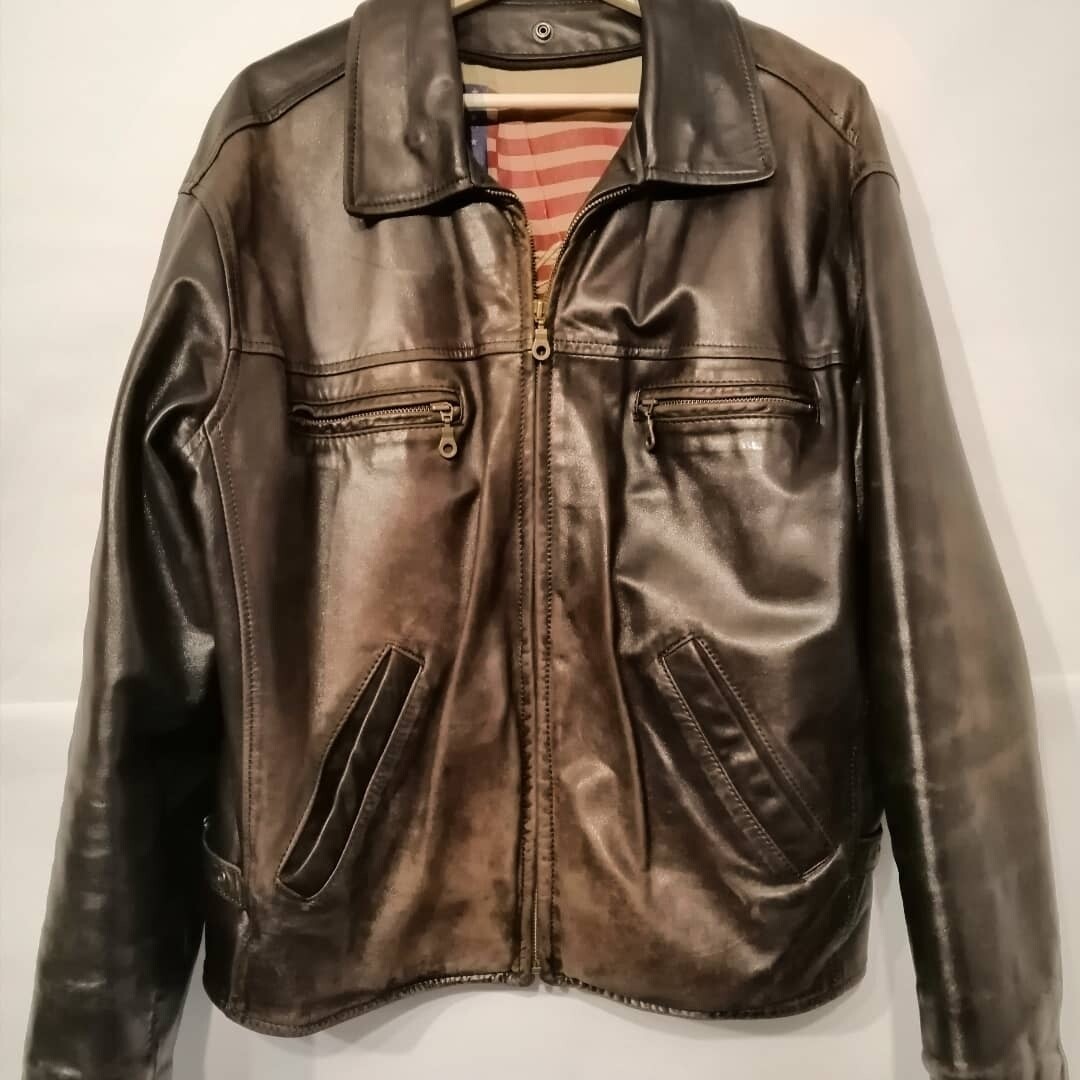SECOND HAND Helstons vintage 80s brown leather jacket 
