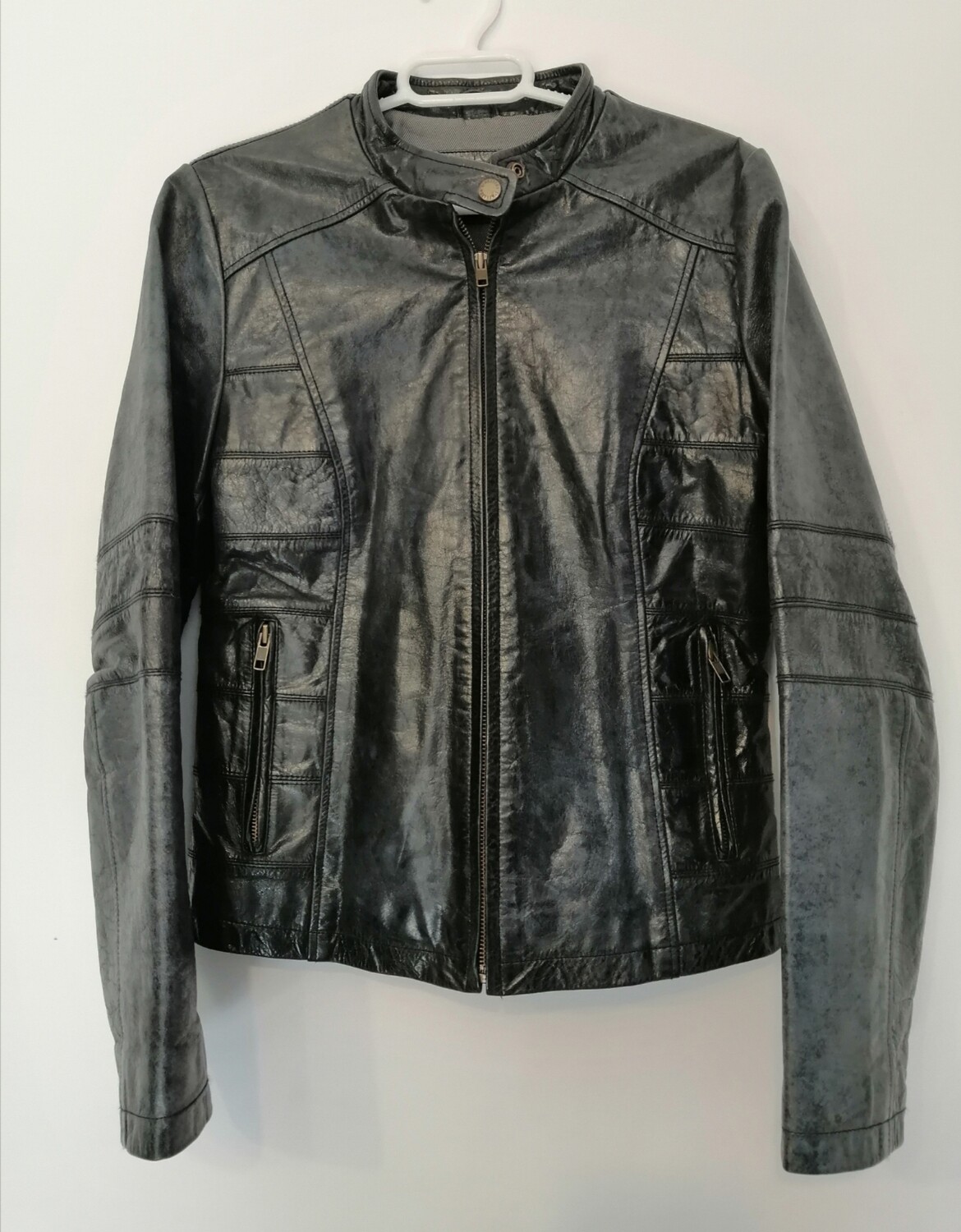 Custom style leather jacket aged effect Helston&#39;s France size M woman