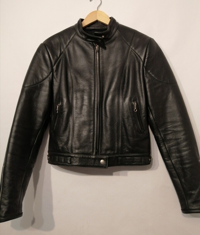 Helston&#39;s Custom style motorcycle jacket 100% cowhide leather black women&#39;s size Medium