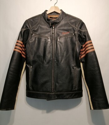 AREA VINTAGE Second Hand Men's Original 90s Chevignon Leather Jacket Cafe Racer & Scrambler Style classic size Medium