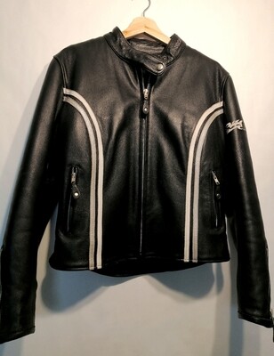 SECOND HAND Custom style cowhide leather jacket made in France by Helston's in women's Medium size