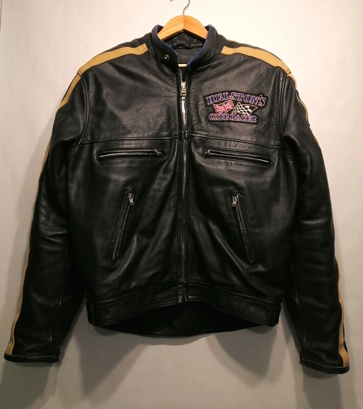 Second Hand Helston&#39;s motorcycle leather jacket with protections Cafe Racer model size XL for men