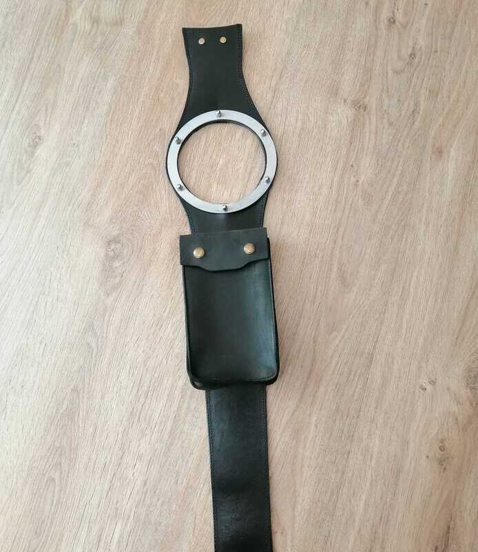 Moto Guzzi V7 Black Genuine Cow Leather Strap for Fuel Tank &quot;Cafe Racer&quot; Style