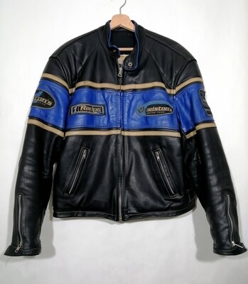 SECOND HAND Vintage 80's Original Helston's Leather Jacket "Cafe Racer" Style Classic size L for men