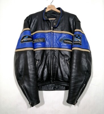 SECOND HAND Vintage 90's Original Helston's Leather Jacket "Cafe Racer" Style Classic size L for men