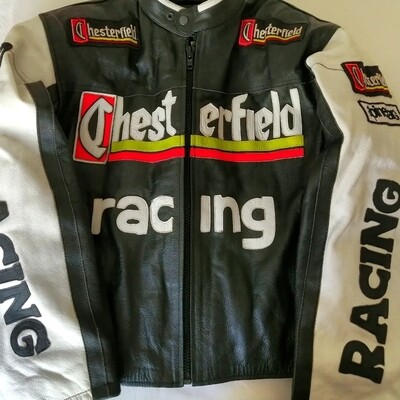 SECOND HAND Racing style motorcycle leather jacket size XL for men