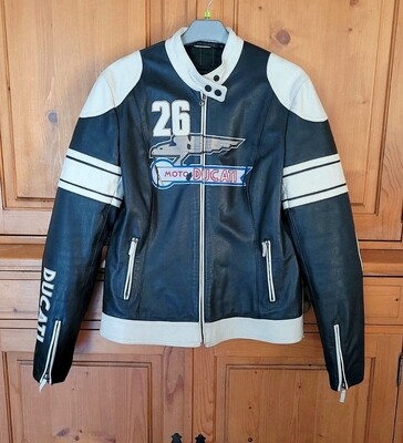 SECOND HAND Retro vintage Cafe Racer & Custom leather jacket original Ducati Performance size L for women