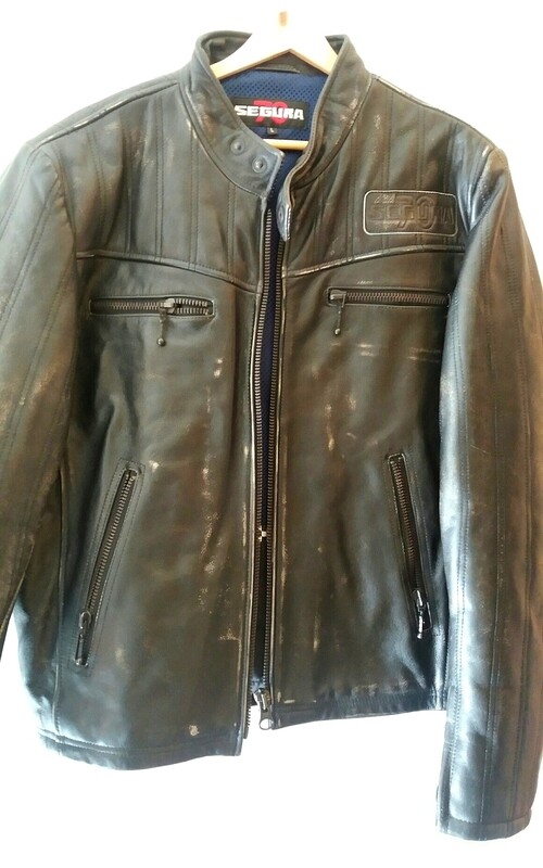 SECOND HAND Aged effect cowhide leather jacket for &quot;Cafe Racer&quot; style motorcycles size L for men