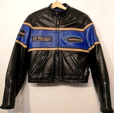 SECOND HAND 1995 Helston's Biker Custom Racing Leather Jacket Size M Women