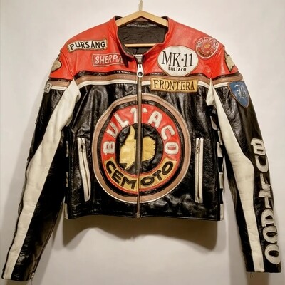 SECOND HAND 90's Bultaco Leather Jacket "Cafe Racer & Racing" Style Classic size M for men