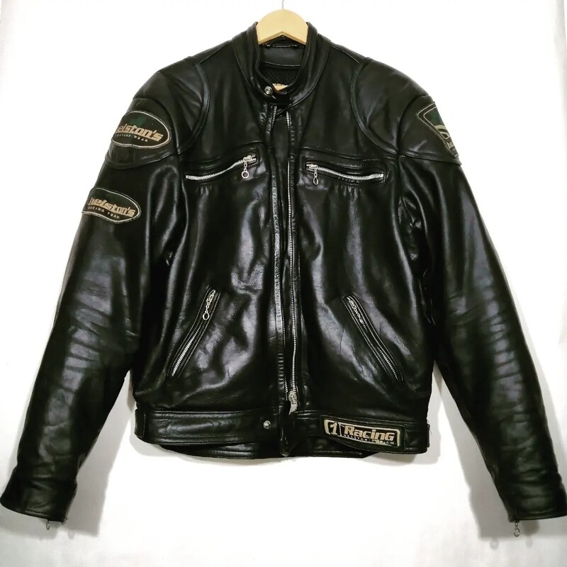 SECOND HAND Old original cowhide leather jacket Helstons France Custom Racing style men&#39;s size L