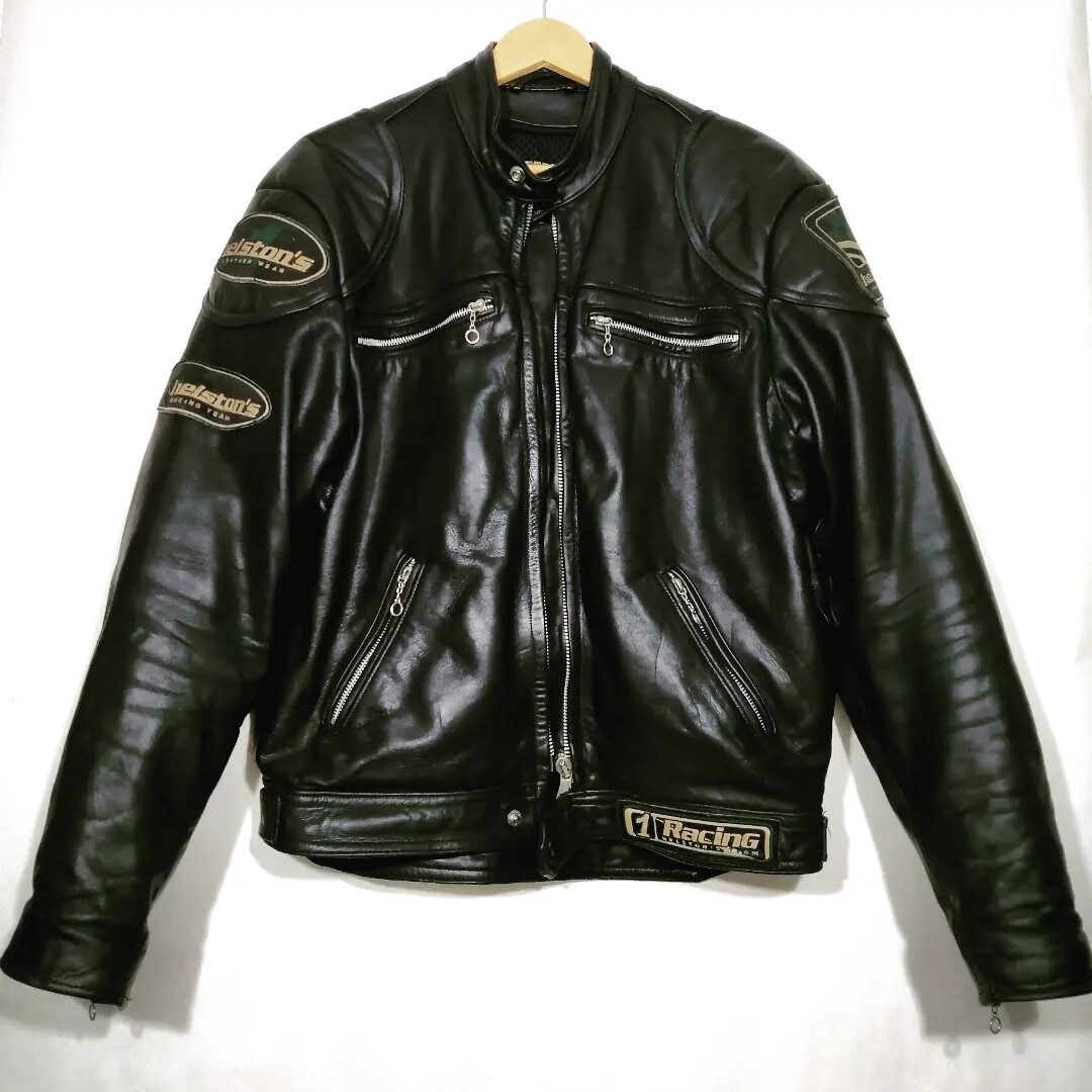SECOND HAND Old original cowhide leather jacket Helstons France Custom Racing style men's size L