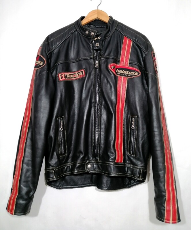 SECOND HAND Helstons Cafe Racer style leather jacket made in France men&#39;s size XL/L