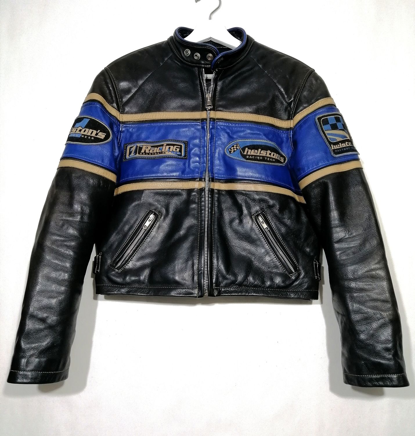 SECOND HAND 1997 Helston&#39;s Biker Custom Racing Leather Jacket Size S Women