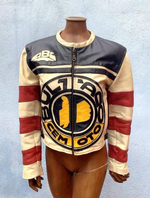 AREA VINTAGE Second Hand Mythical Cowhide Leather Jacket from the 80s Bultaco Edition Size M for Women