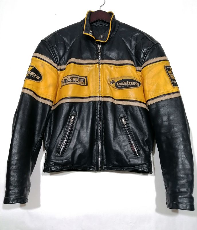 Second Hand Helston&#39;s unisex motorcycle leather jacket size S men XL women