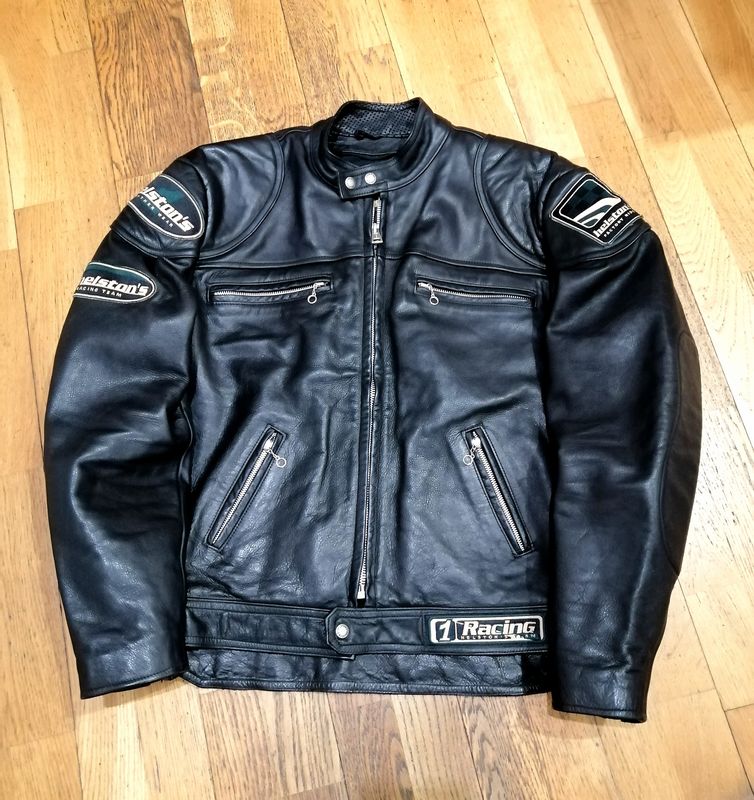 SECOND HAND Old original cowhide leather jacket Helstons France Custom Racing style men&#39;s size XL
