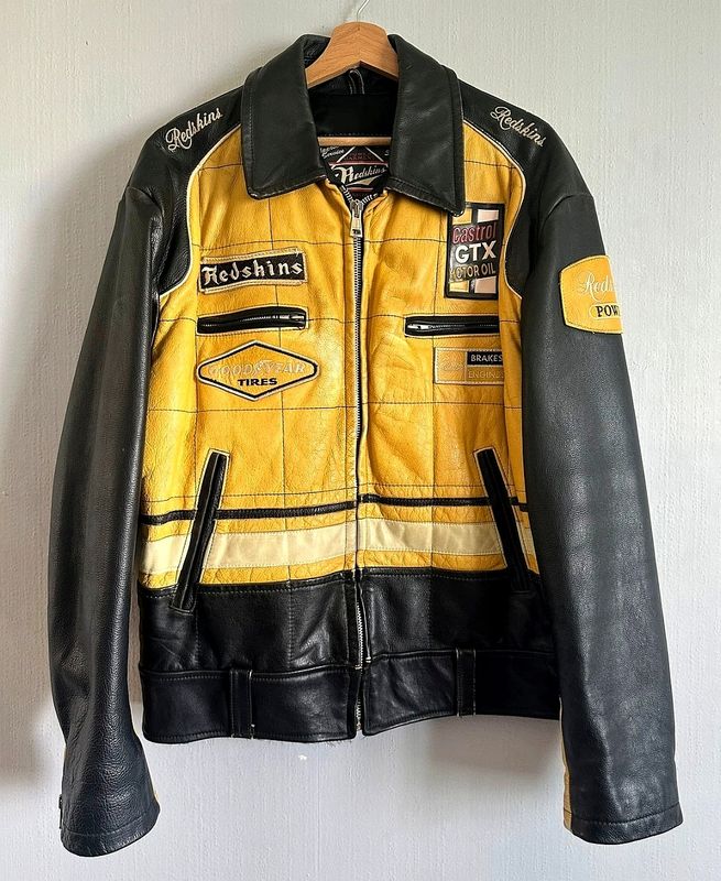 SECOND HAND Exclusive vintage 90s biker style leather jacket made in France men&#39;s size XL