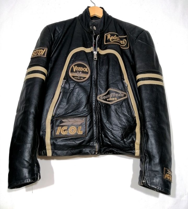 SECOND HAND Original vintage biker leather jacket Cafe Racer style Unisex men&#39;s S/M women&#39;s L/XL