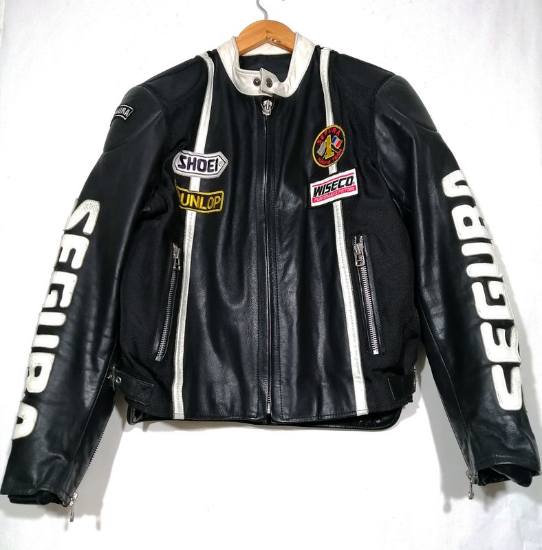 Second Hand SEGURA vintage motorcycle jacket technical material and bovine leather size L for men