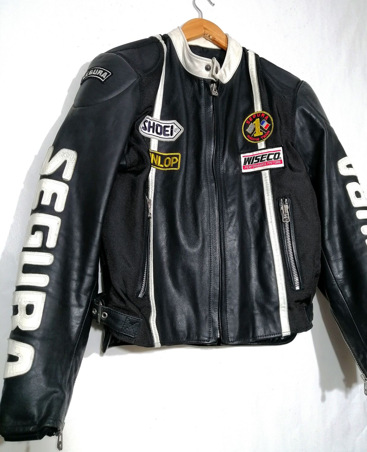 Second Hand SEGURA vintage motorcycle jacket technical material and bovine leather size XL for men