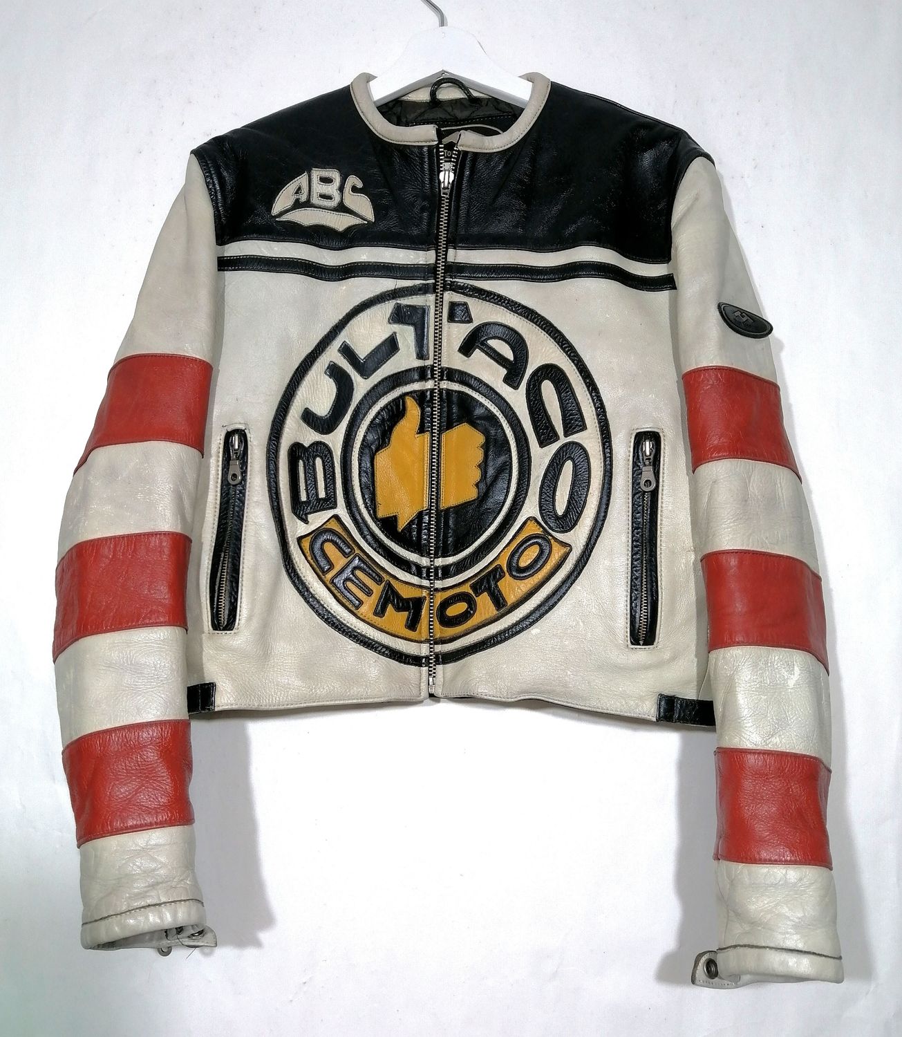 Second Hand Vintage 80&#39;s Original Bultaco Leather Jacket &quot;Cafe Racer&quot; Style Classic size XS for women
