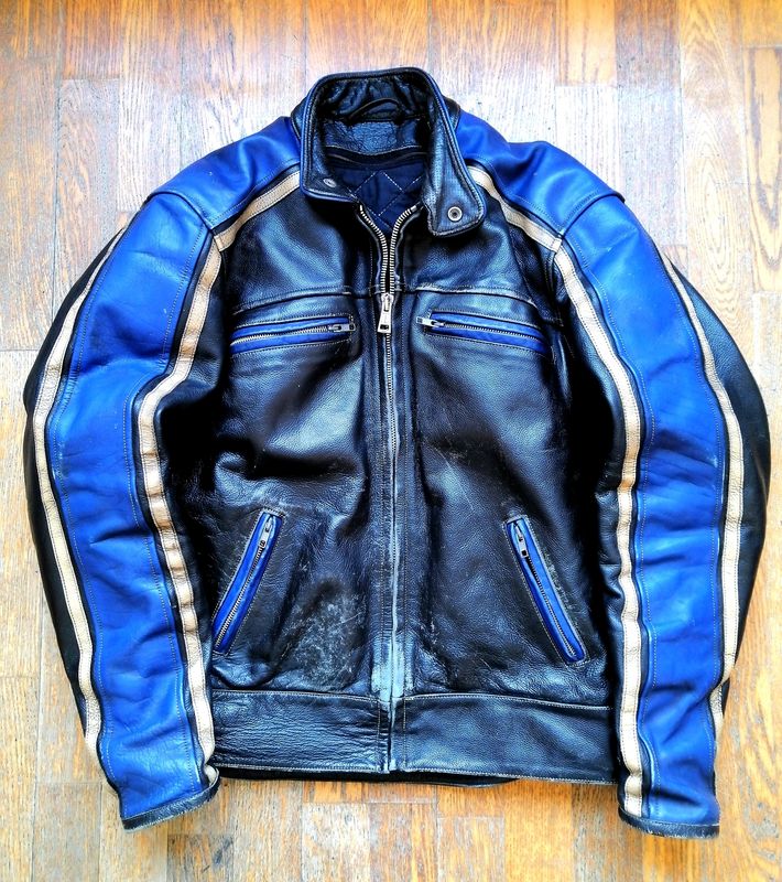 SECOND HAND Beautiful vintage Helston&#39;s Cafe Racer leather jacket XL size for Men