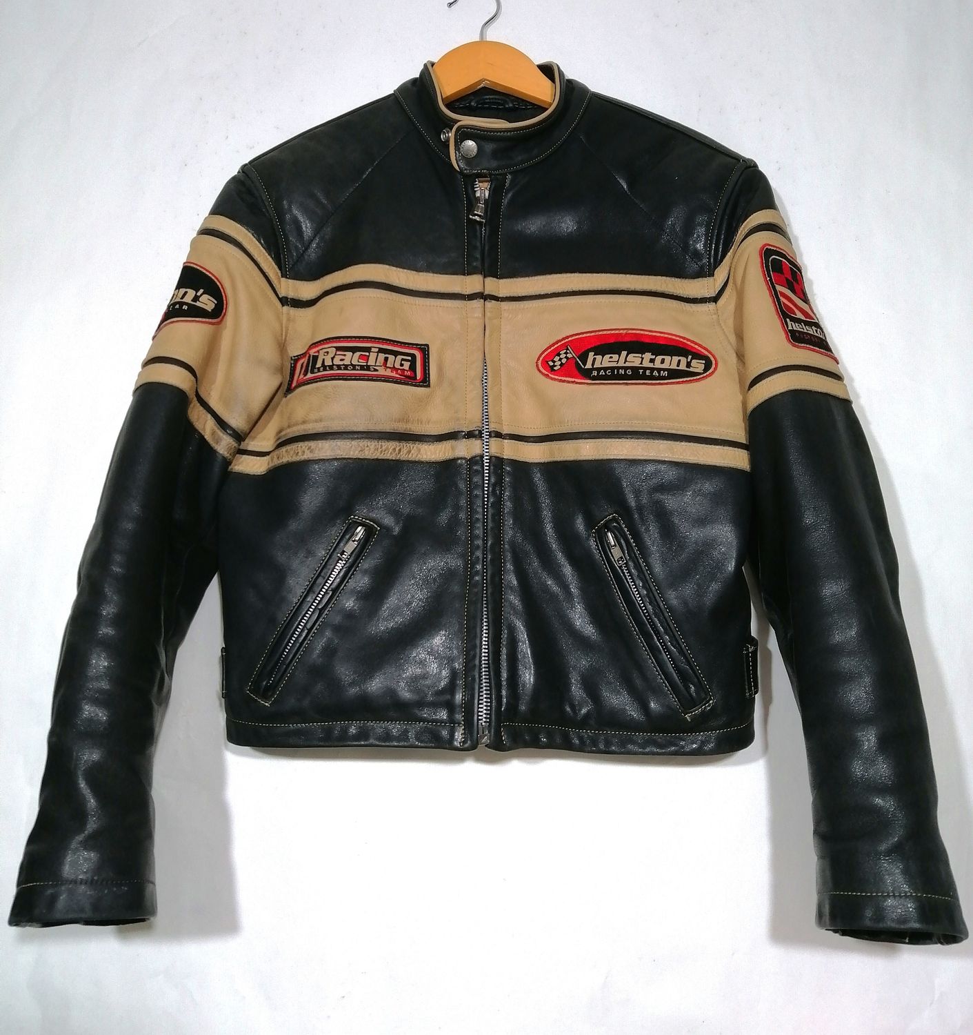SECOND HAND Helstons vintage 90s Custom Racing style motorcycle jacket size L for women  