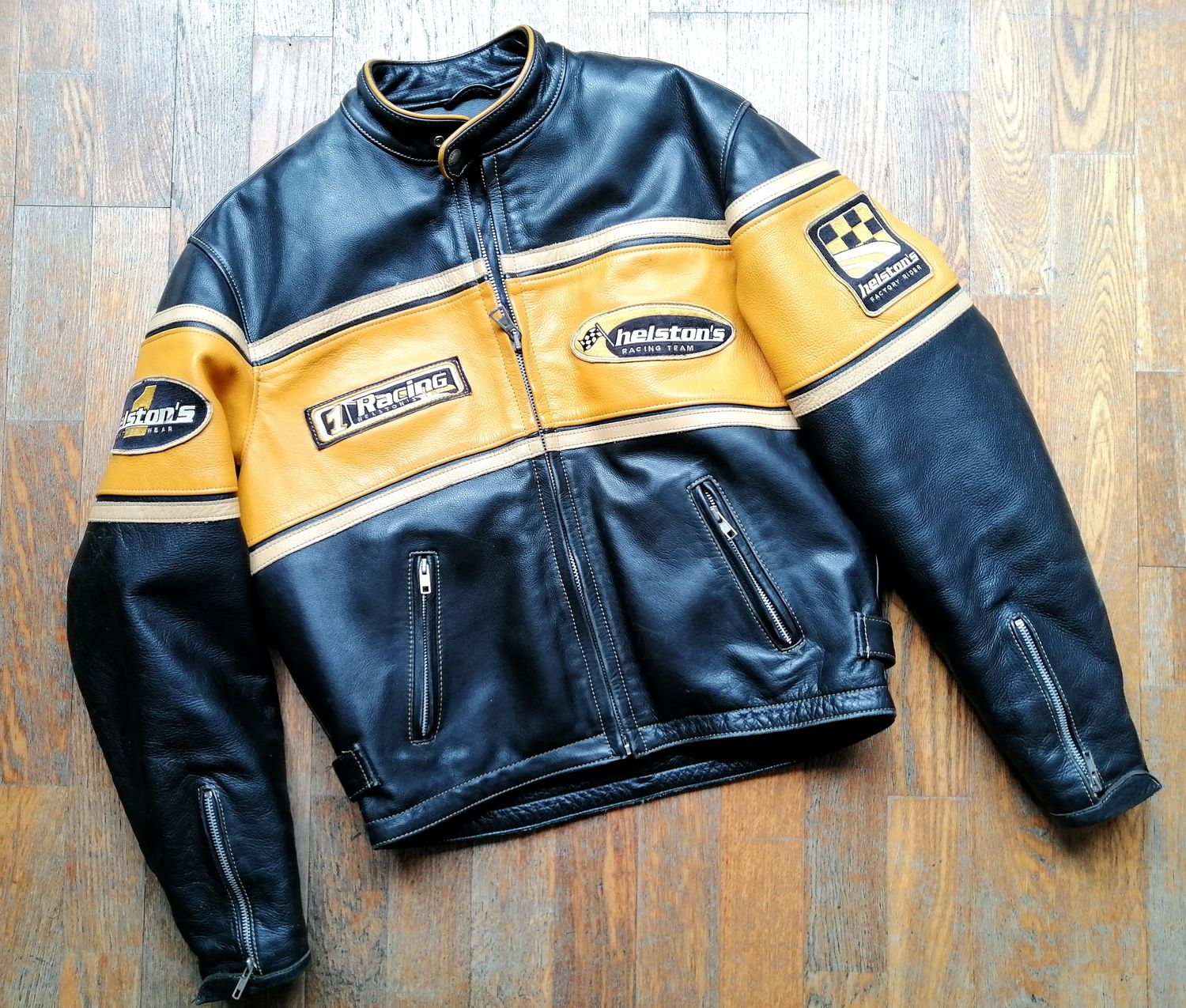 SECOND HAND Unisex Helston&#39;s vintage motorcycle jacket from the 90s Custom/Racing style Men&#39;s S / Women&#39;s XL