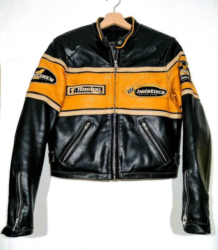 SECOND HAND Helston&#39;s leather motorcycle jacket vintage Racing style size women&#39;s M/L