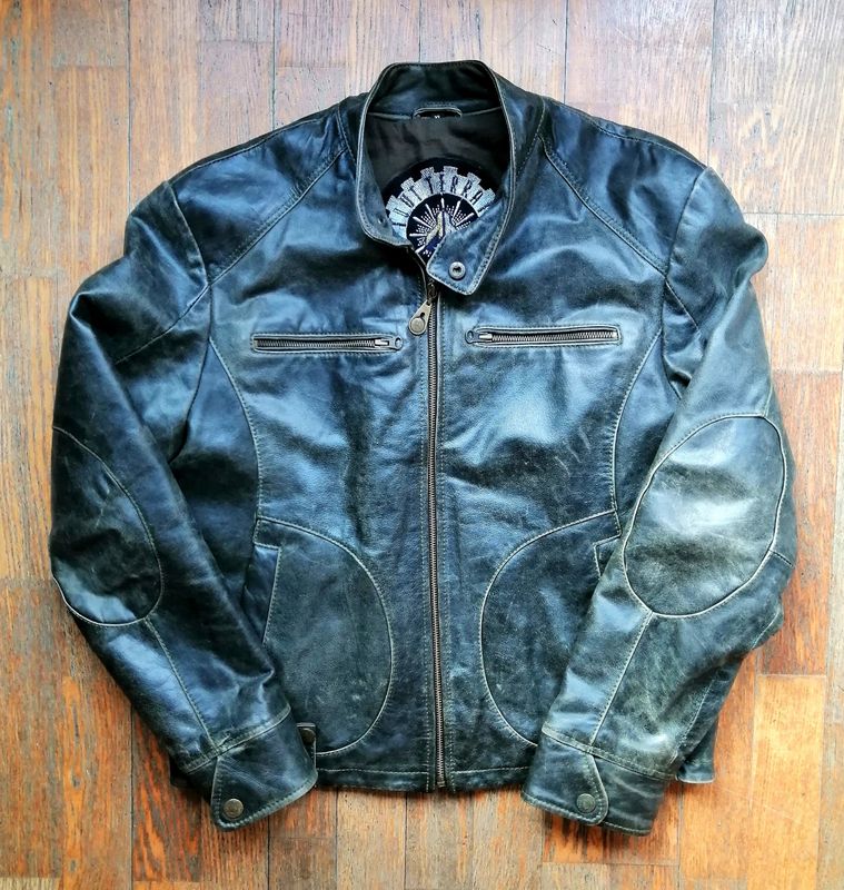 SECOND HAND Men&#39;s vintage &quot;Cafe Racer&quot; biker style aged leather jacket size L