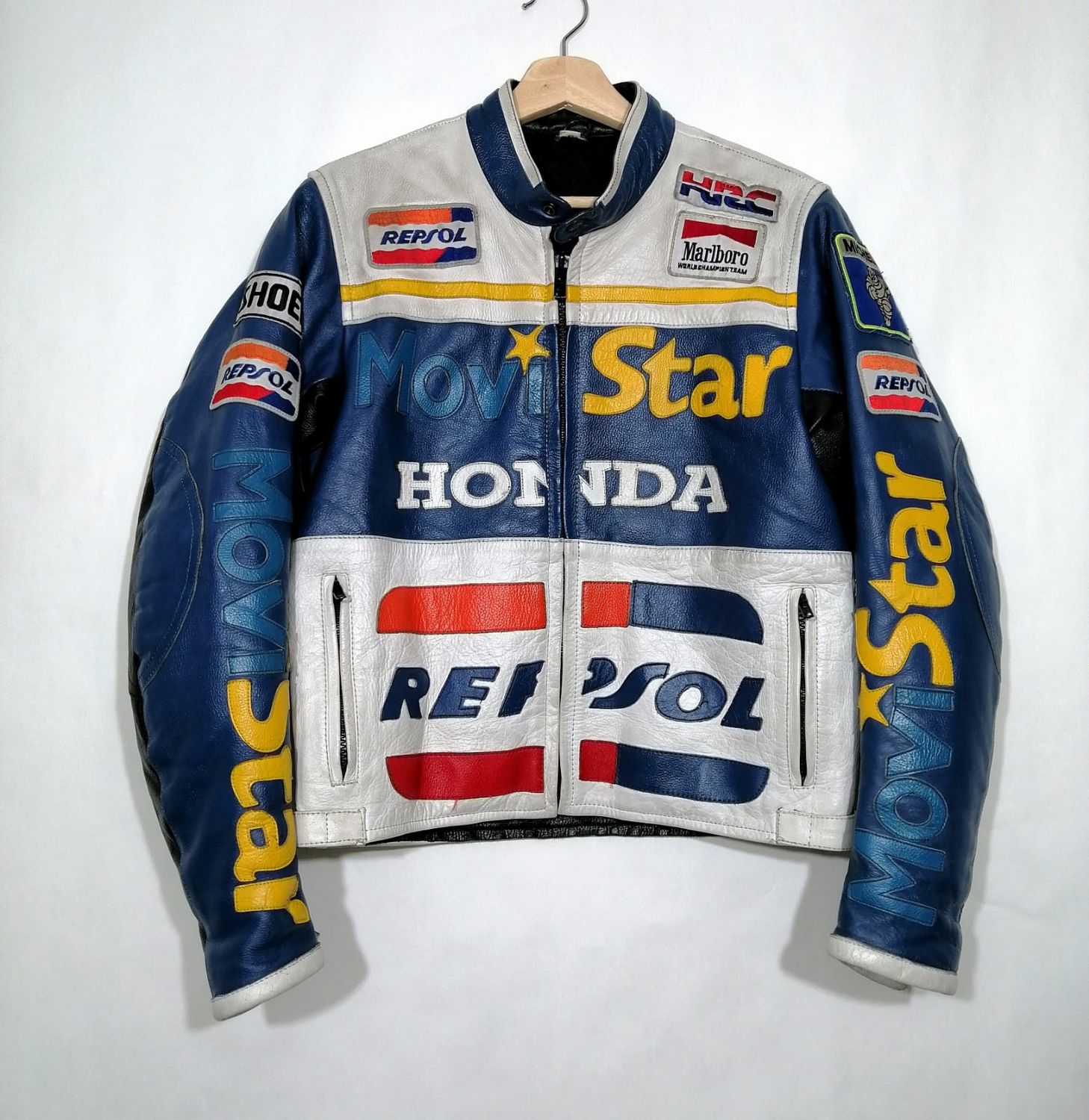 SECOND HAND Women's 90s Racing Leather Jacket Honda Movistar Repsol team Size S/M