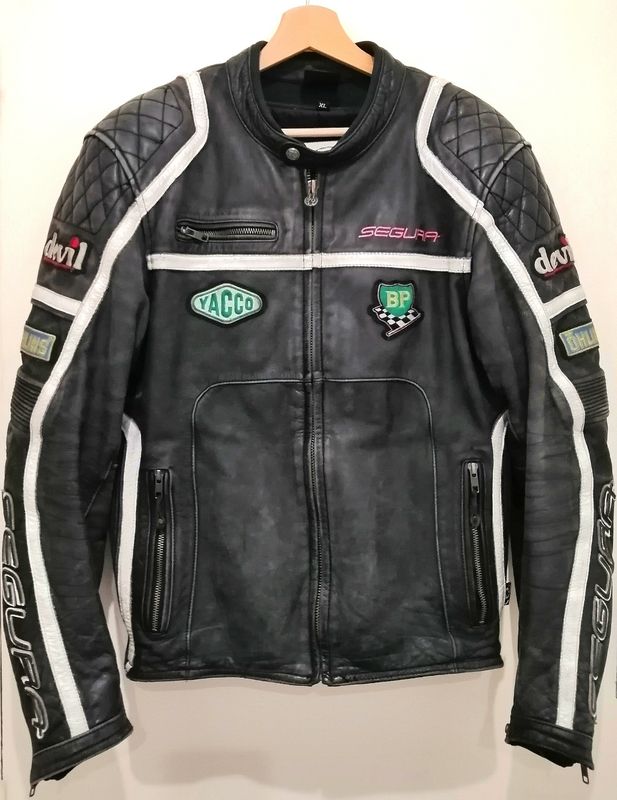 Second-hand Segura 70 Cafe Racer style motorcycle jacket vintage racing design aged leather size XL/L for men