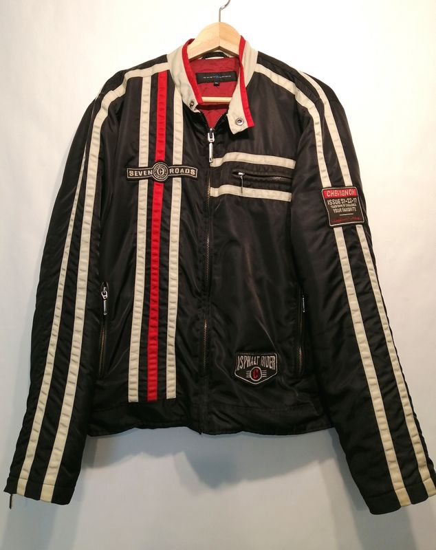 SECOND HAND Vintage Cafe Racer Custom biker style Chevignon nylon jacket size X-Large for men
