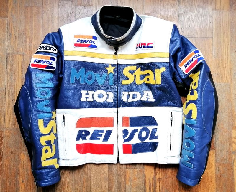 SECOND HAND Women's S/M size "Repsol" team motorcycle racing leather jacket with pads