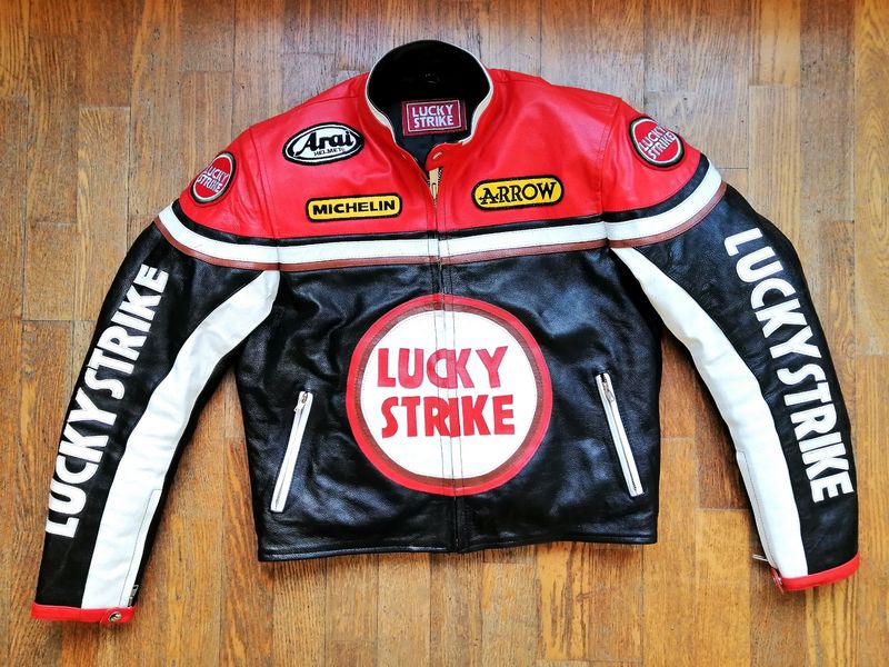 Second hand Lucky Strike Team Edition 2000s racing leather jacket men's size medium
