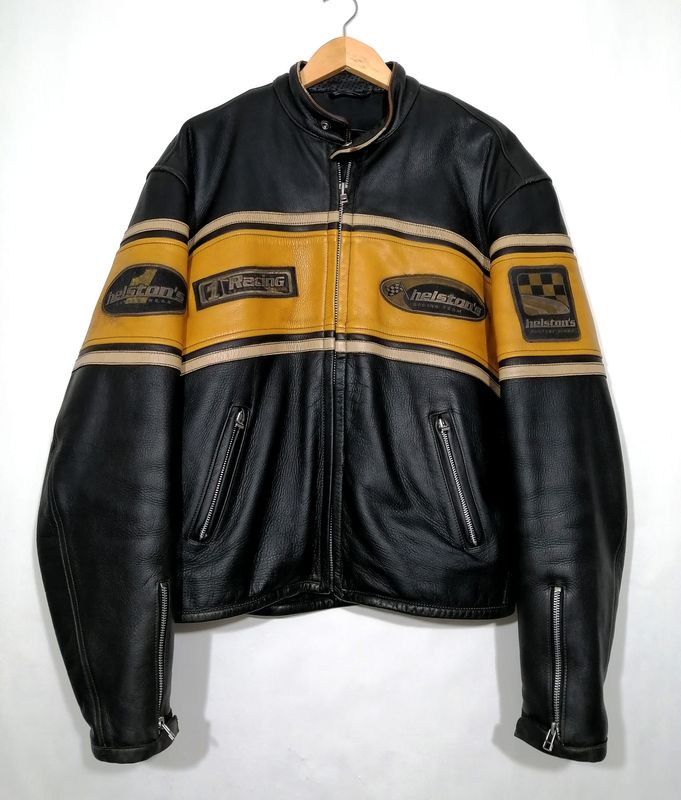 SECOND HAND Helston's Custom Racing style motorcycle leather jacket XXL size for men