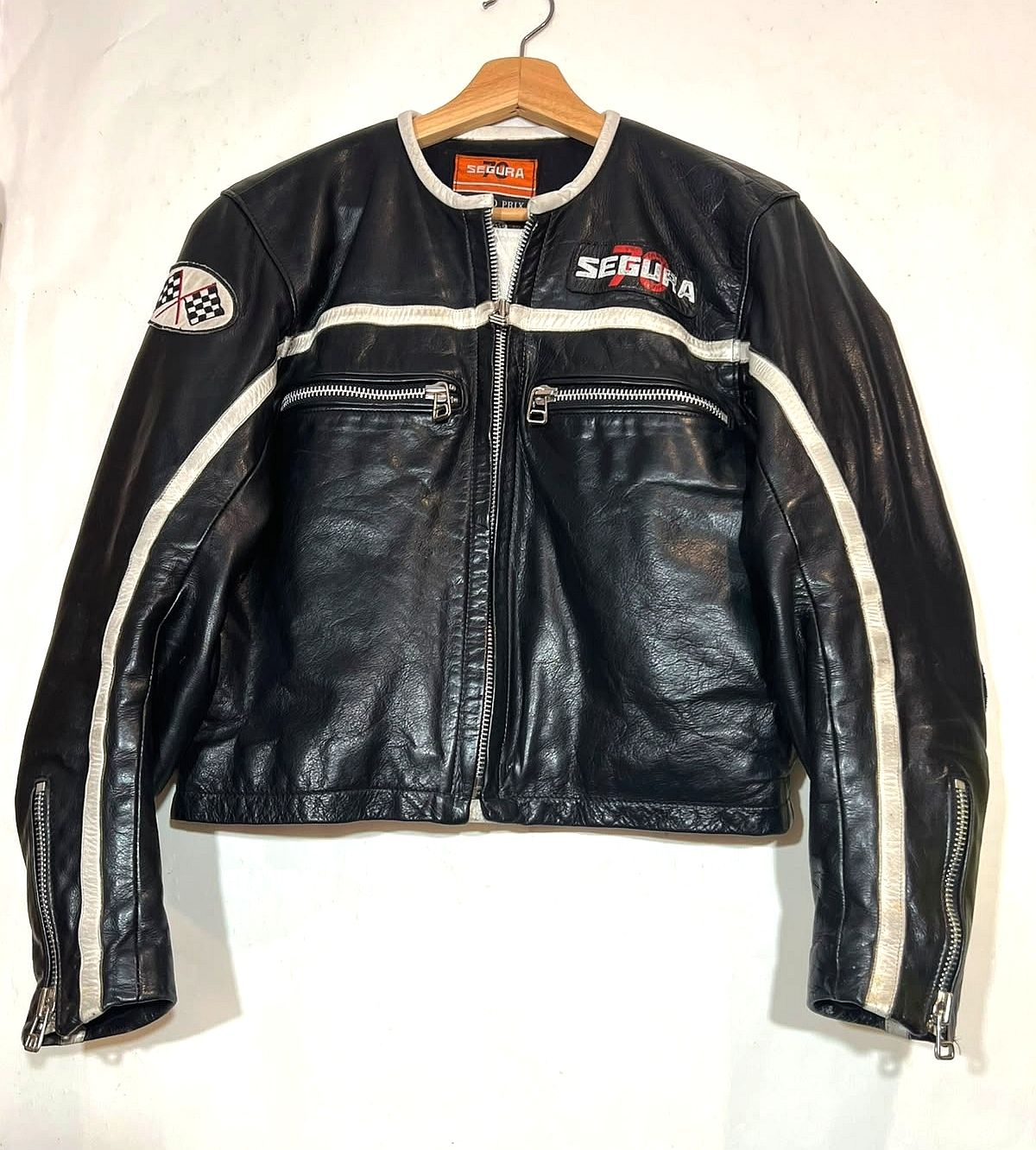 SECOND HAND Custom style black cowhide leather jacket made in France by SEGURA 70 in women's S/M size