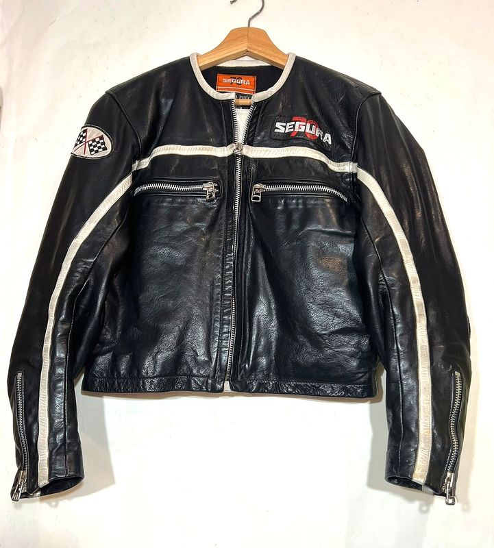 SECOND HAND Custom style black cowhide leather jacket made in France by SEGURA 70 in women's S/M size