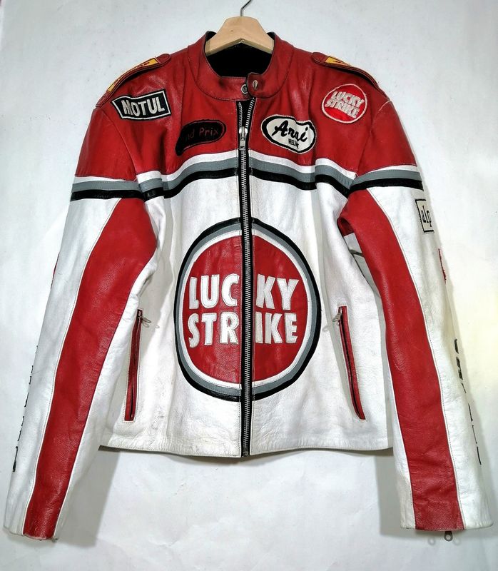 Second hand Lucky Strike Team Edition 90's Racing leather jacket men's size 2X/3XL