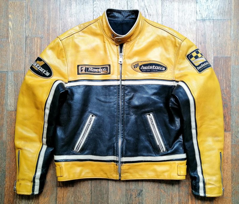 Second-hand vintage 90s Helston's Racing Leather Jacket made in France L size Men's