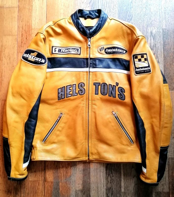 Second-hand vintage 90s Helston's Racing Leather Jacket made in France XL size Men's