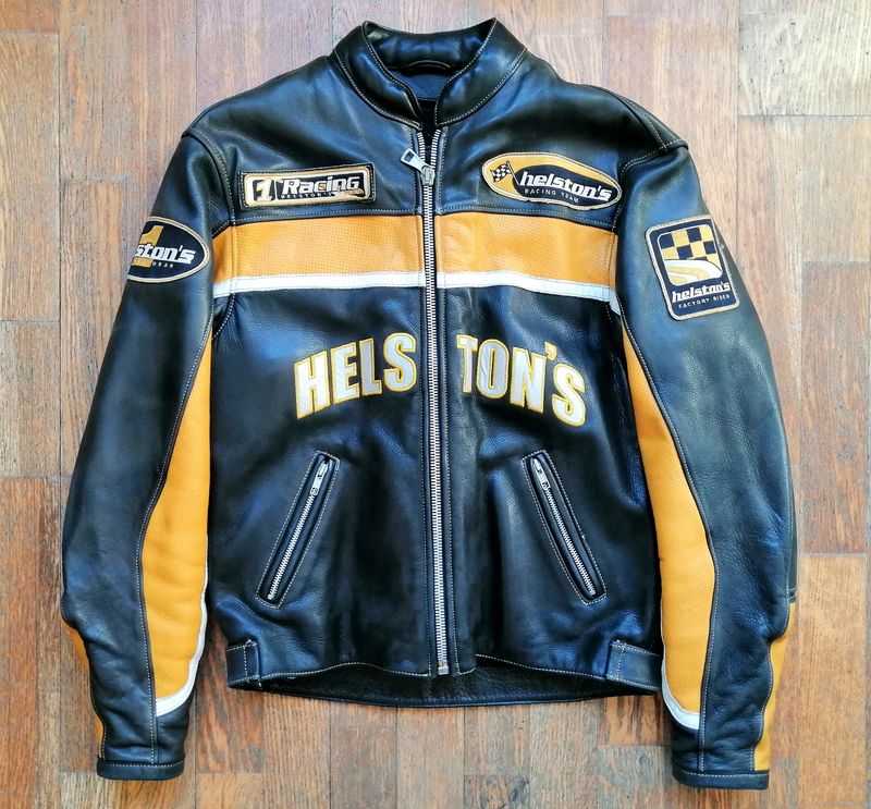 Second-hand vintage 90s Helston's Racing Leather Jacket made in France MEDIUM size Men's