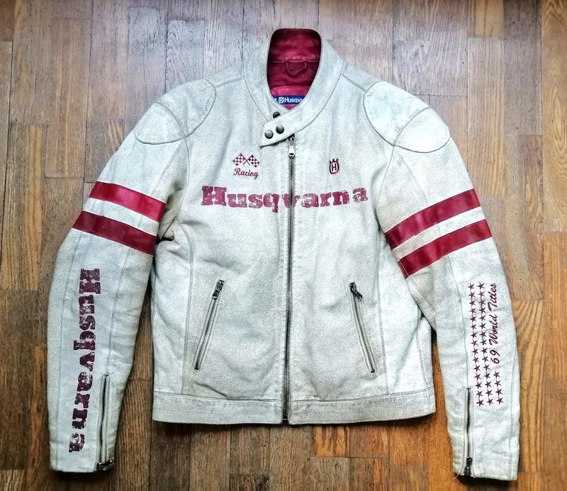 Second Hand Men's Original 90s Husqvarna urban agged leather Jacket Cafe Racer &amp; Custom style size M