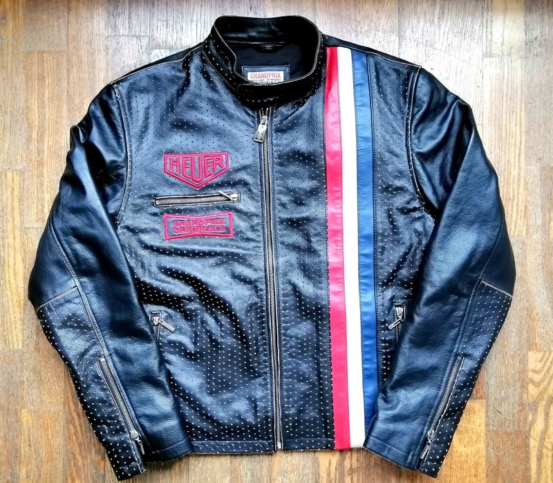 SECOND HAND Beautiful cowhide leather jacket Steve McQueen 24 Hours of Le Mans style men's size L