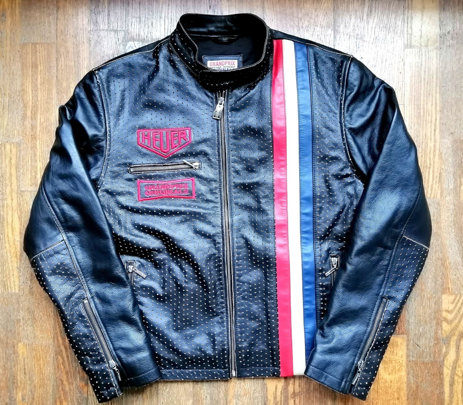 SECOND HAND Beautiful cowhide leather jacket Steve McQueen 24 Hours of Le Mans style men's size L