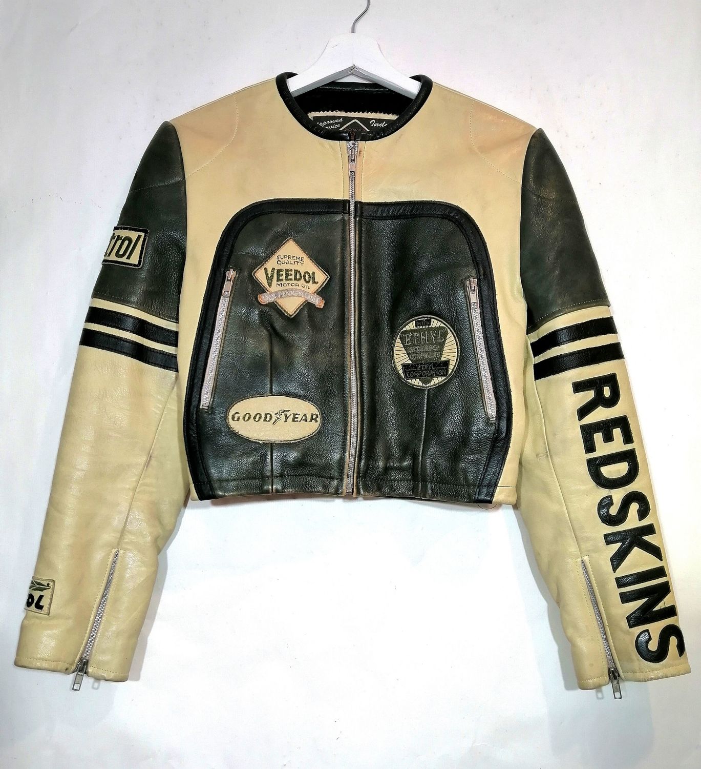 SECOND HAND High quality vintage Redskins biker Cafe Racer style jacket size super small for Women