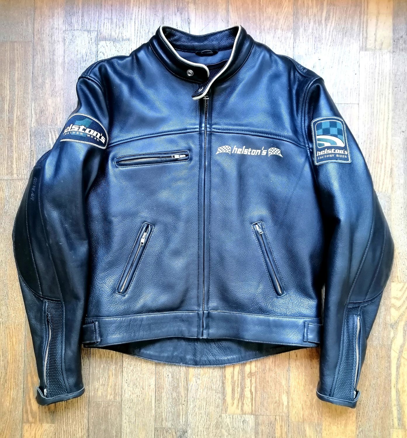 SECOND HAND 2000s Helston's Custom style biker leather jacket size M/L for men