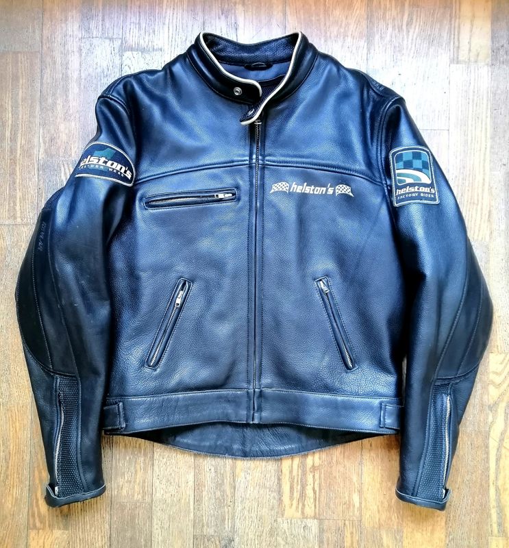 SECOND HAND 2000s Helston's Custom style biker leather jacket size M/L for men